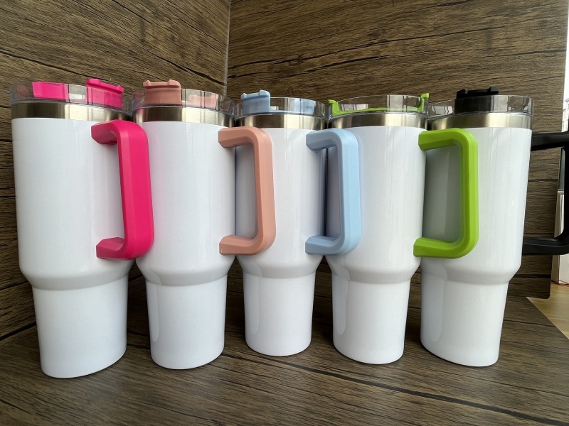 US RTS 40oz Sublimation Mug with Removable Colored Handle Free Shipping(16PCS)