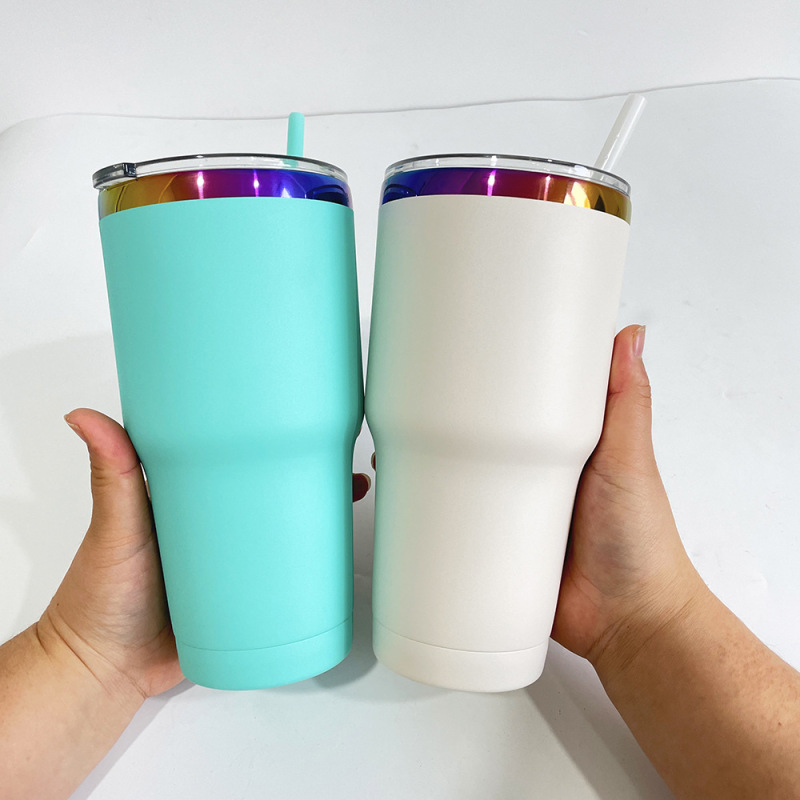 US RTS 30oz Rainbow Plated Travel Mug Tumbler for Laser Free Shipping (25PCS)