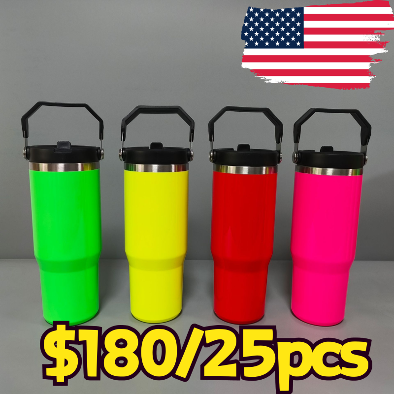 NEW US RTS 30oz Sublimation Neon Tumbler with Flip Lid Free Shipping (20PCS)