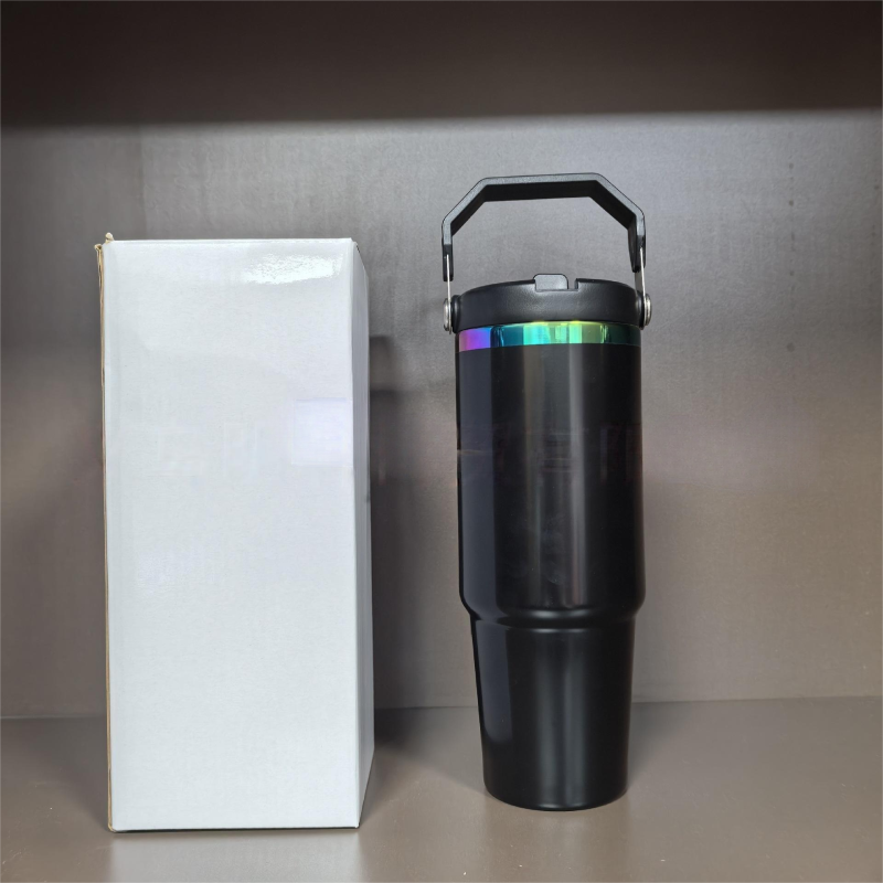 US RTS 30oz Rainbow Plated Flip Tumblers with Handle Lid for Laser Free Shipping (25PCS)