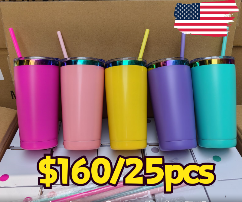 NEW US RTS 20oz Rainbow Plated Macaron Travel Mug for Laser Free Shipping (25PCS)