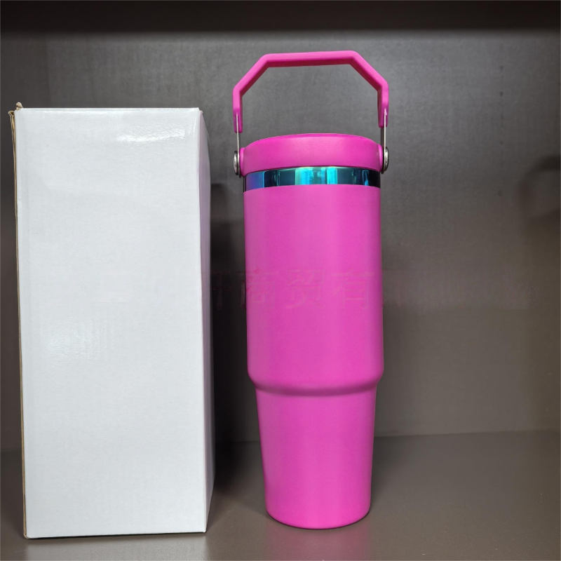 US RTS 30oz Rainbow Plated Flip Tumblers with Handle Lid for Laser Free Shipping (25PCS)