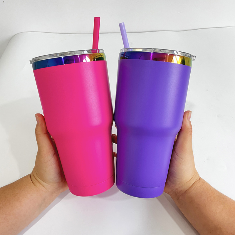 US RTS 30oz Rainbow Plated Travel Mug Tumbler for Laser Free Shipping (25PCS)