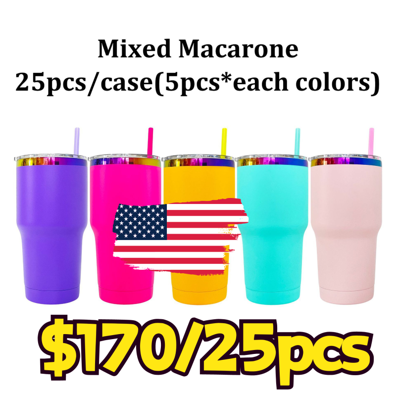 US RTS 30oz Rainbow Plated Travel Mug Tumbler for Laser Free Shipping (25PCS)