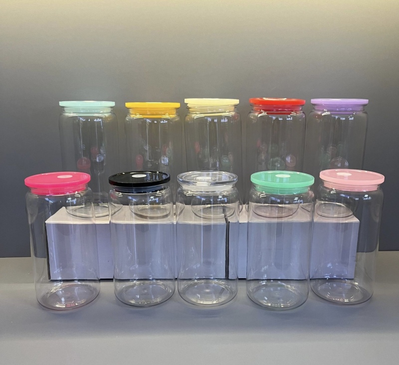 NEW China RTS 16oz PP Plastic Can with Colored Lid Free Shipping (50PCS)