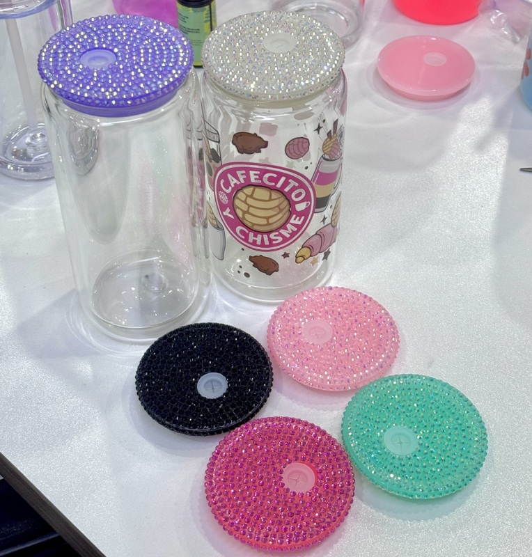 RTS Colored Rhinestone Lid/Tops fit 16oz & 20oz Glass Can Free Shipping (25pcs/50pcs)