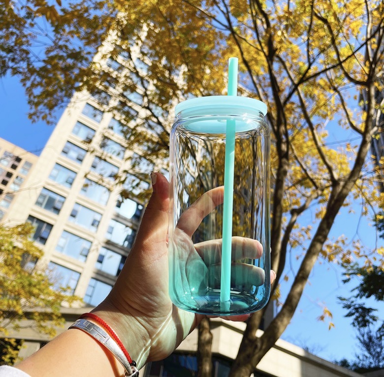 US Pre-order 16oz Acrylic Plastic Ombre Can with Colored Lid Free Shipping (25PCS)