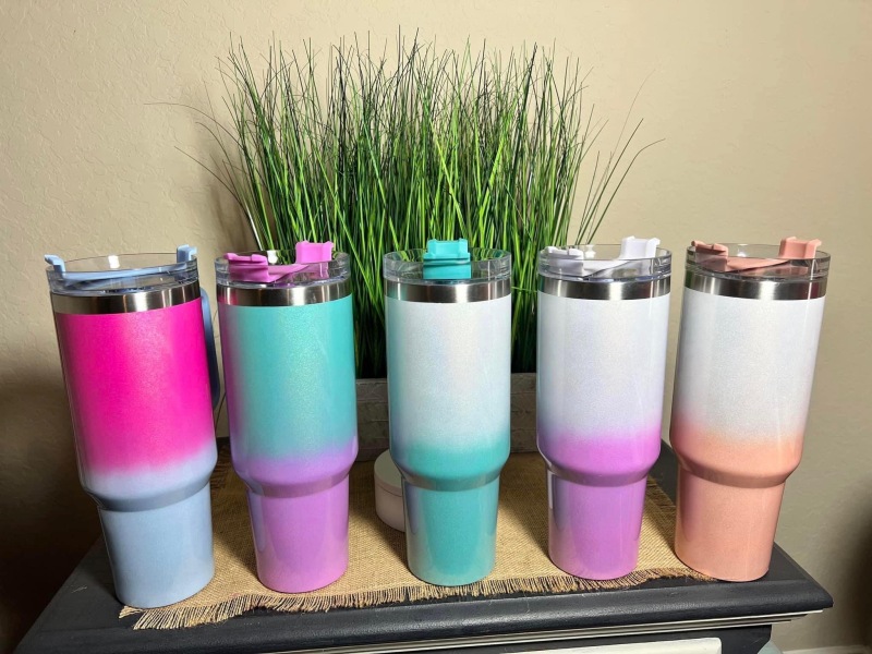 US RTS 40oz Sublimation Holographic Ombre Mug with Handle Free Shipping (16PCS)