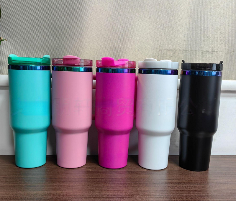 NEW US RTS 40oz Rainbow Plated Macaron Travel Mug for Laser Free Shipping (16PCS)