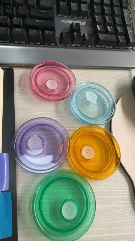 RTS Transparent Colored Lid/Tops fit 16oz & 20oz Glass Can Free Shipping (50pcs/100pcs))