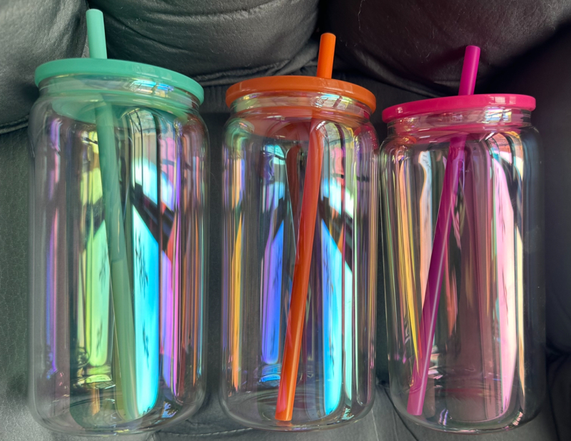 NEW China 16oz Sublimation Iridescent Glass Libby Can Free Shipping (25PCS/50PCS)
