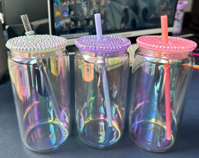 NEW China 16oz Sublimation Iridescent Glass Libby Can Free Shipping (25PCS/50PCS)