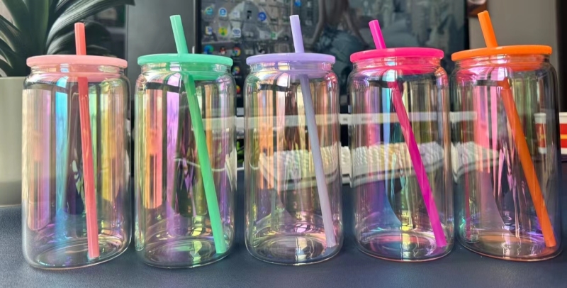 NEW China 16oz Sublimation Iridescent Glass Libby Can Free Shipping (25PCS/50PCS)
