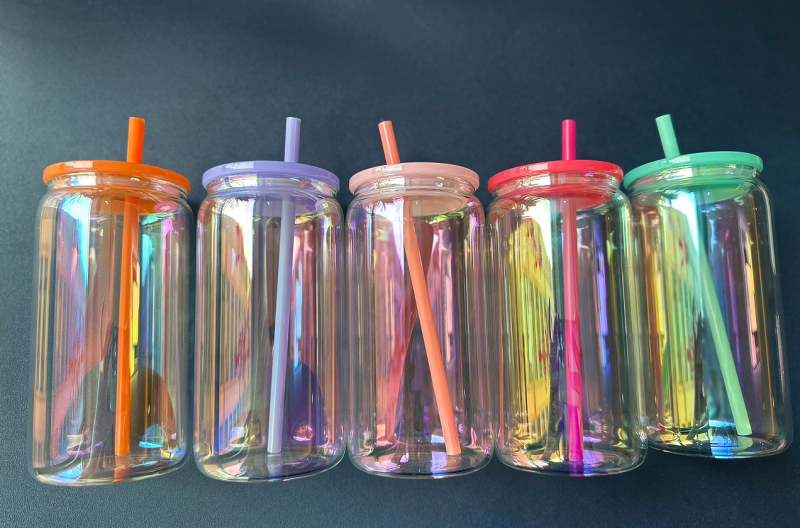 NEW China 16oz Sublimation Iridescent Glass Libby Can Free Shipping (25PCS/50PCS)