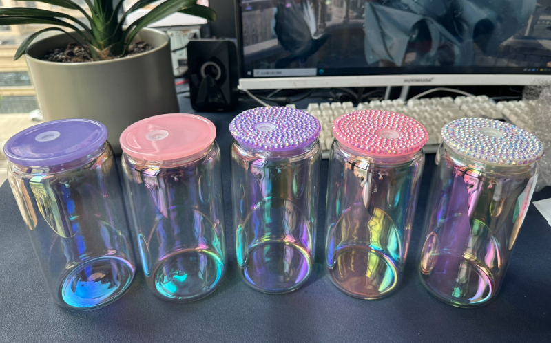 NEW China 16oz Sublimation Iridescent Glass Libby Can Free Shipping (25PCS/50PCS)