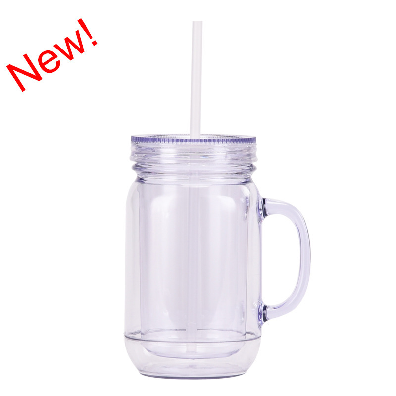 China RTS 20oz Snow Globe Acrylic Pre-drilled Mason Jar with Plugs Free Shipping (25PCS)