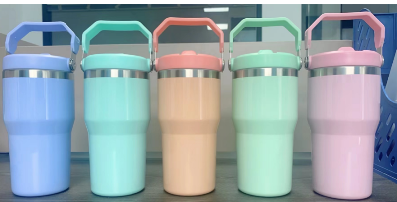 China RTS Sublimation Macarons 20oz Kids Tumblers with Carry Handle Free Shipping (25PCS)