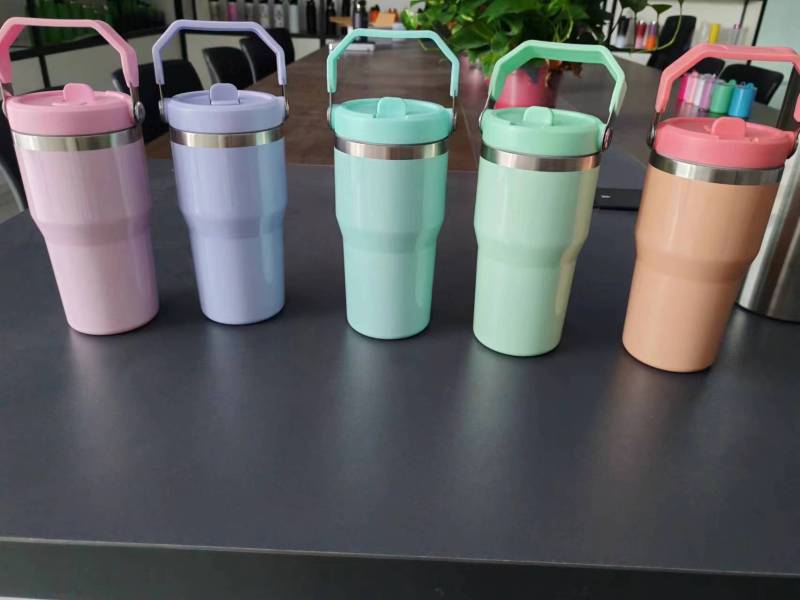 China RTS Sublimation Macarons 20oz Kids Tumblers with Carry Handle Free Shipping (25PCS)