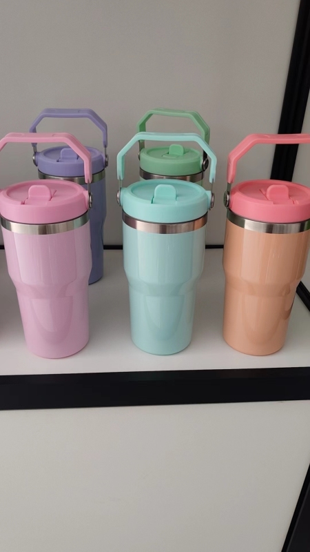 China RTS Sublimation Macarons 20oz Kids Tumblers with Carry Handle Free Shipping (25PCS)