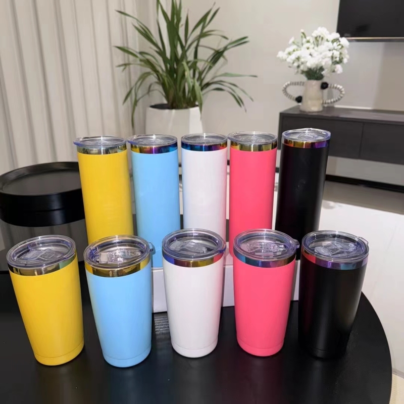 NEW China RTS 20oz Rainbow Plated Macaron Travel Mug Straight Tumbler for Laser Free Shipping (25PCS)