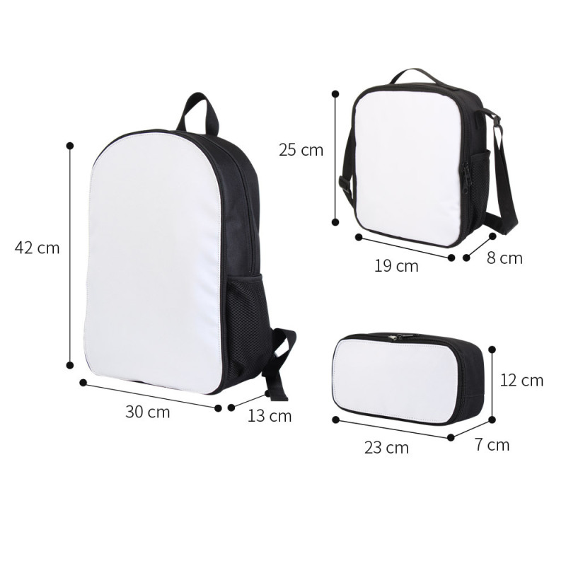 RTS Sublimation Blank Kids' Schoolbag Lunch Bag Pencil Bag 3pcs in 1 set Free Shipping  (10sets/20sets)