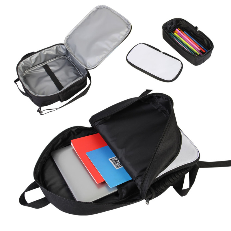 RTS Sublimation Blank Kids' Schoolbag Lunch Bag Pencil Bag 3pcs in 1 set Free Shipping  (10sets/20sets)