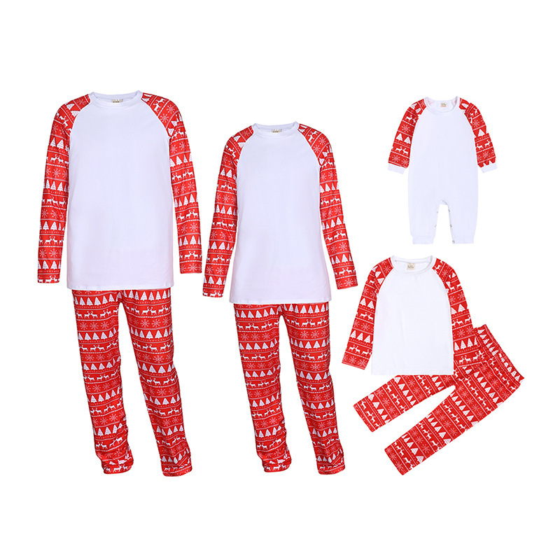 RTS Sublimation Blank Family Family Hot Sale Polyester Pajamas Set Free Shipping  (10sets/20sets)