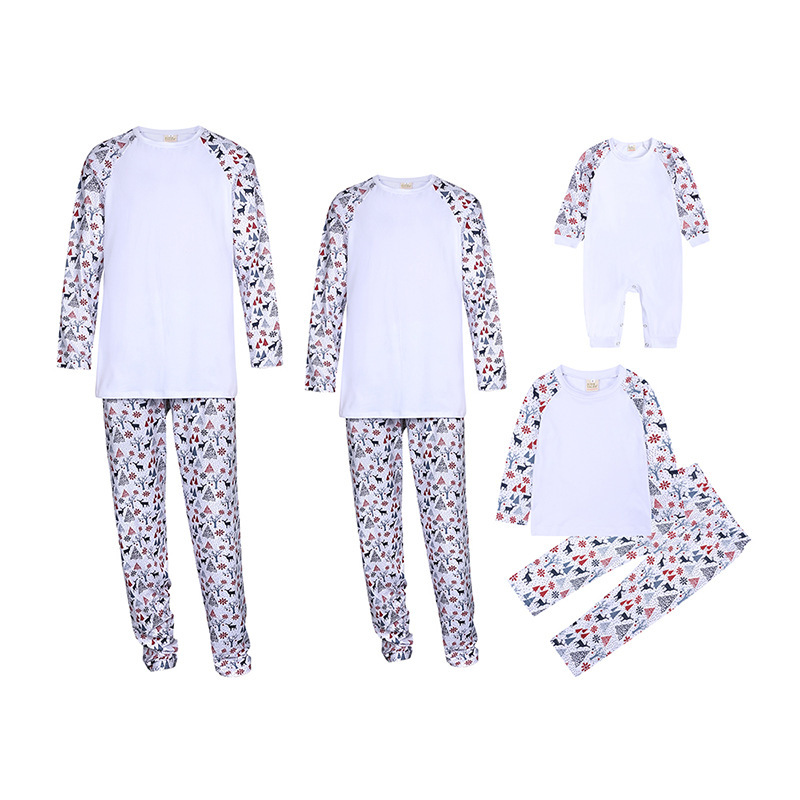 RTS Sublimation Blank Family Family Hot Sale Polyester Pajamas Set Free Shipping  (10sets/20sets)
