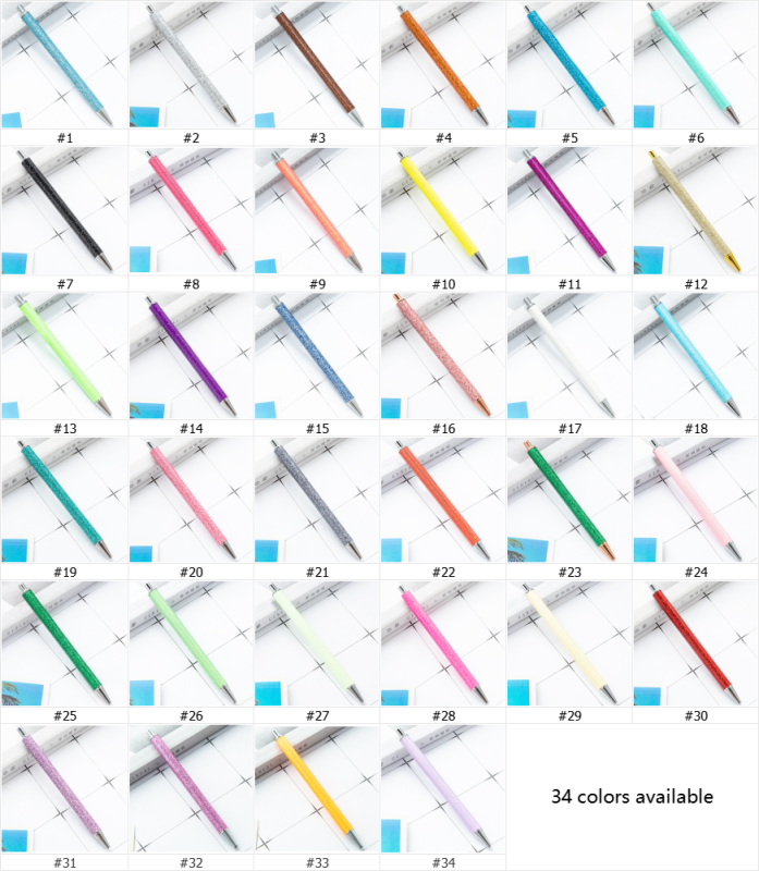 RTS Glitter Ballpoint Resin Epoxy Pen Colorful Bling Gift Ink Pens 34 colors available Free Shipping (50pcs/100pcs)