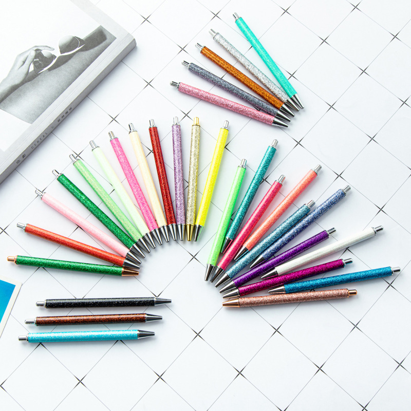 RTS Glitter Ballpoint Resin Epoxy Pen Colorful Bling Gift Ink Pens 34 colors available Free Shipping (50pcs/100pcs)