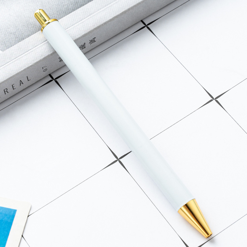 RTS White Ballpoint Pen Gift Ink Metal Pens Non Sub Free Shipping (50pcs/100pcs)