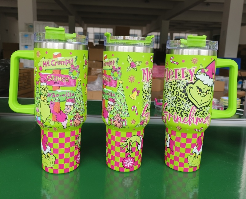 NEW China RTS 40oz Grinch Tumblers Stainless Steel Tumbler Free Shipping (12PCS/20PCS)