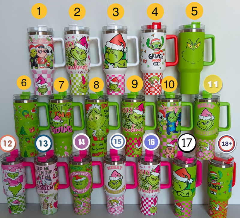 NEW China RTS 40oz Grinch Tumblers Stainless Steel Tumbler Free Shipping (12PCS/20PCS)