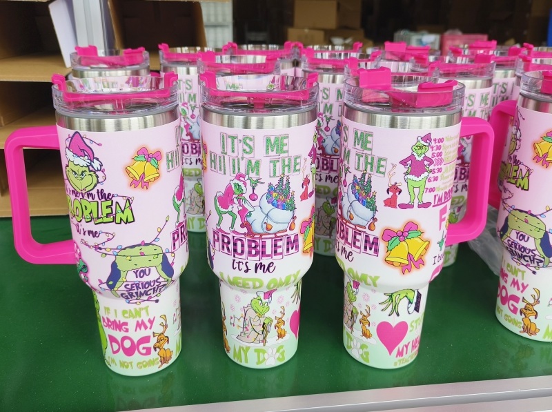 NEW China RTS 40oz Grinch Tumblers Stainless Steel Tumbler Free Shipping (12PCS/20PCS)