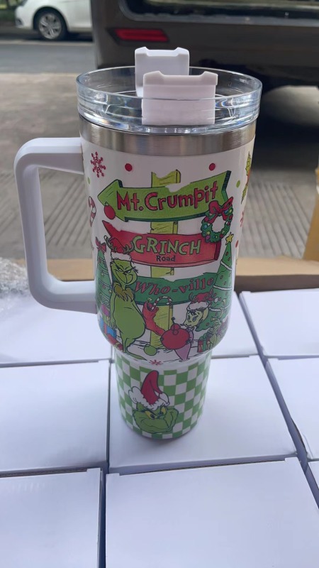 NEW China RTS 40oz Grinch Tumblers Stainless Steel Tumbler Free Shipping (12PCS/20PCS)