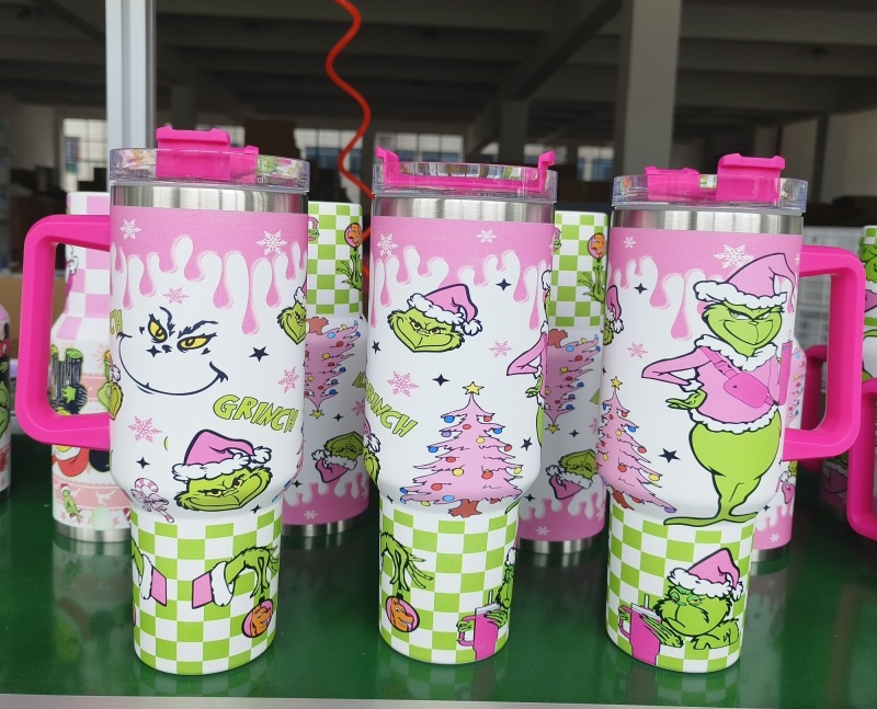NEW China RTS 40oz Grinch Tumblers Stainless Steel Tumbler Free Shipping (12PCS/20PCS)