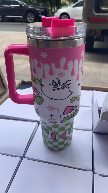 NEW China RTS 40oz Grinch Tumblers Stainless Steel Tumbler Free Shipping (12PCS/20PCS)