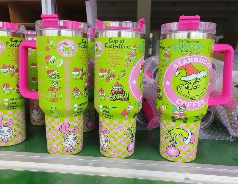NEW China RTS 40oz Grinch Tumblers Stainless Steel Tumbler Free Shipping (12PCS/20PCS)