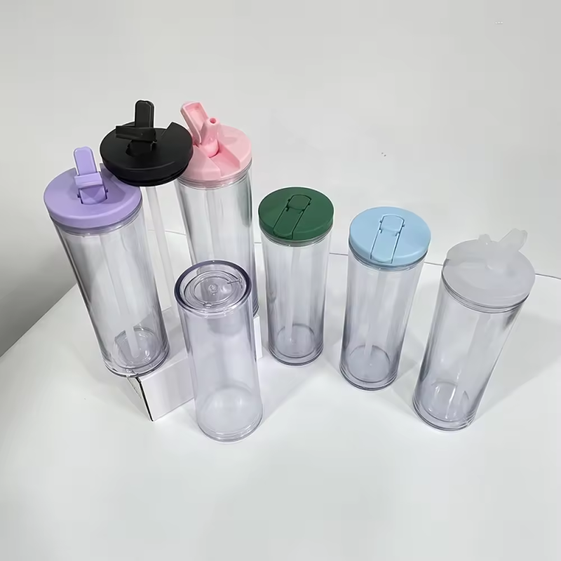 NEW China 24oz Acrylic Predrilled Snow Globe Tumbler Plastic Snowglobe Bottle with Leakproof Lid with Hole and Plug(20pcs/40pcs)