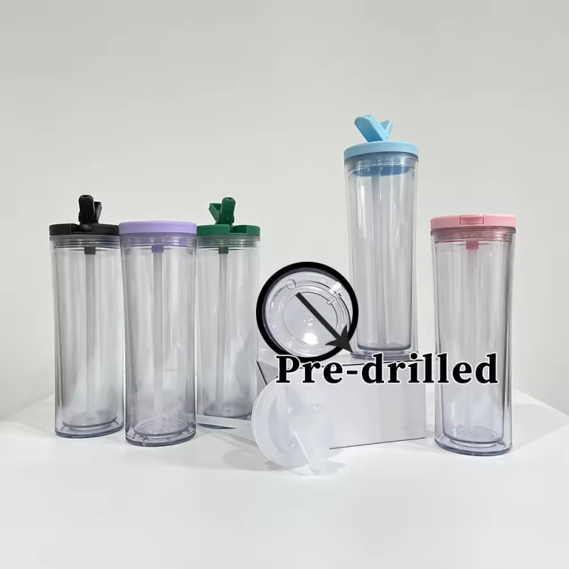 NEW China 24oz Acrylic Predrilled Snow Globe Tumbler Plastic Snowglobe Bottle with Leakproof Lid with Hole and Plug(20pcs/40pcs)