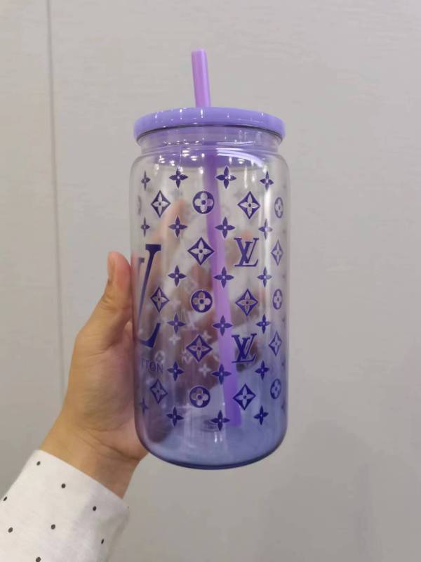SALES US RTS 16oz Acrylic Plastic Ombre Can with Colored Lid Free Shipping (25PCS)