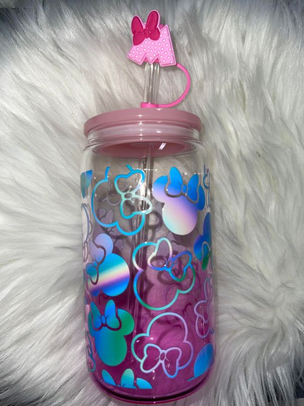 US RTS 16oz Sublimation Glass Libby Can with Colored Lid and Straw (25PCS)