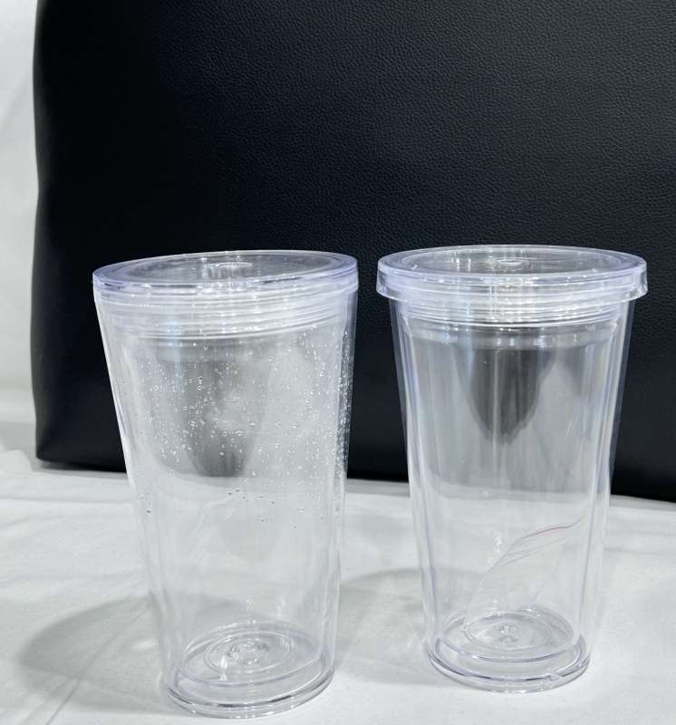 China RTS 16oz/24oz Double Walled Snowglobe Acryli Plastic Cups Free Shipping (pre-drilled and with plugs) (40PCS)