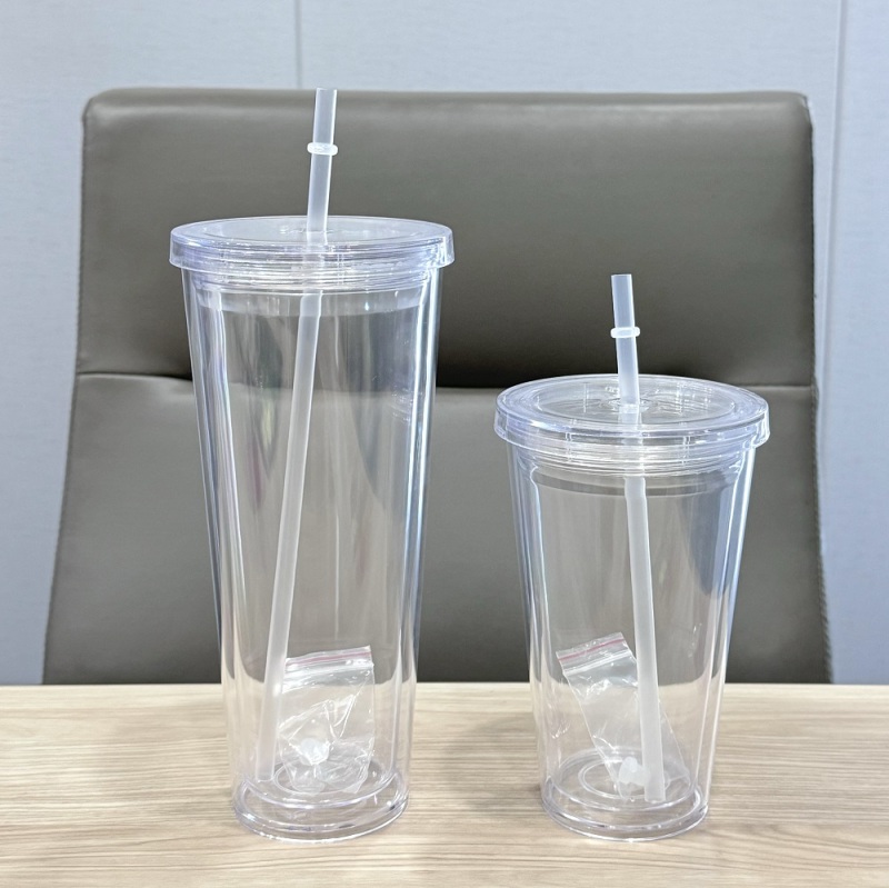China RTS 16oz/24oz Double Walled Snowglobe Acryli Plastic Cups Free Shipping (pre-drilled and with plugs) (40PCS)