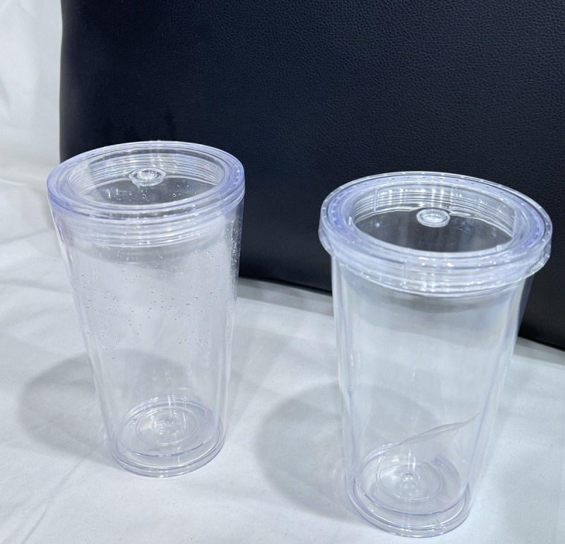 China RTS 16oz/24oz Double Walled Snowglobe Acryli Plastic Cups Free Shipping (pre-drilled and with plugs) (40PCS)