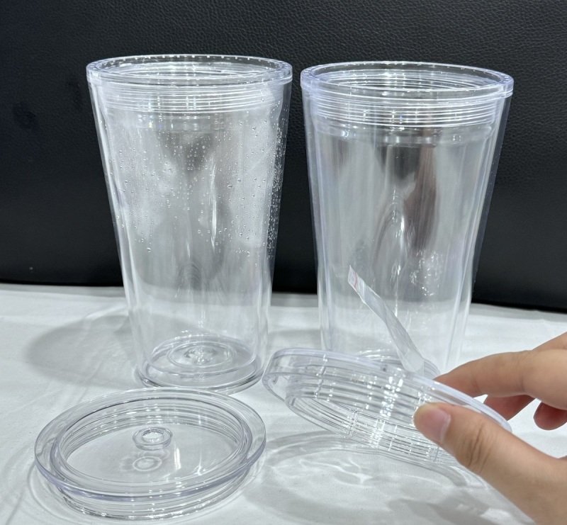 China RTS 16oz/24oz Double Walled Snowglobe Acryli Plastic Cups Free Shipping (pre-drilled and with plugs) (40PCS)