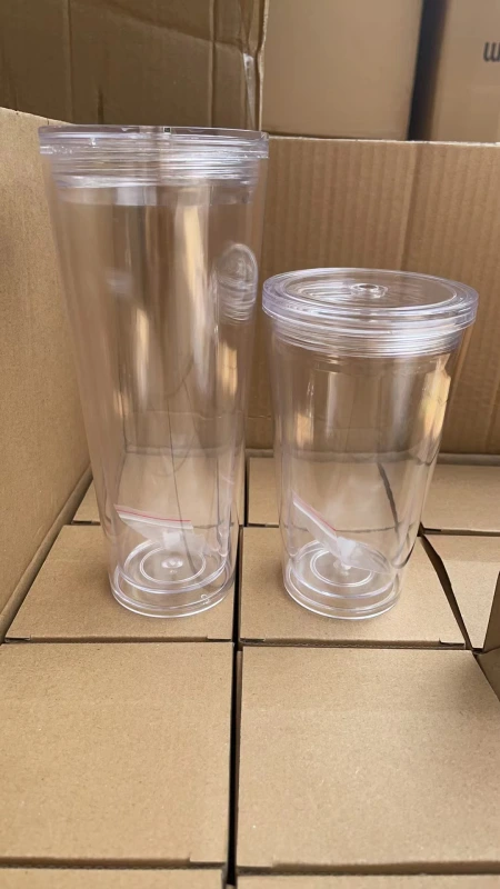 China RTS 16oz & 24oz Double Walled Snowglobe Acrylic Plastic Cups Free Shipping (with hole and plugs) (40PCS)