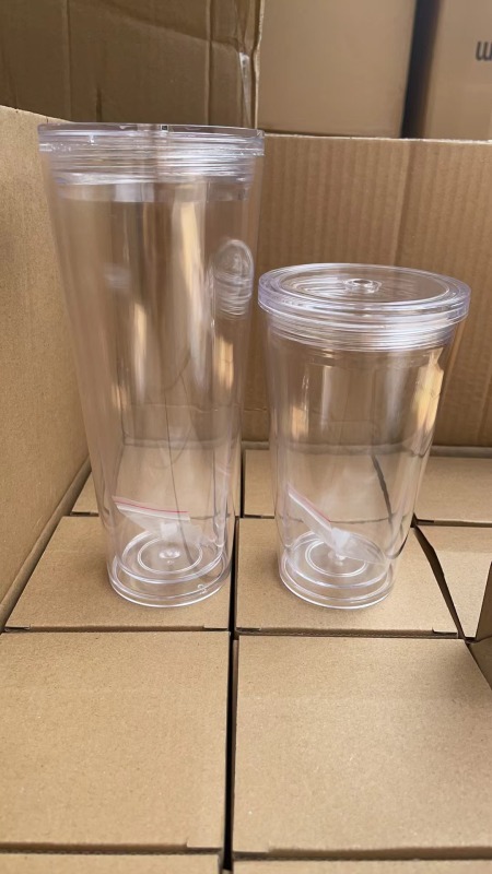 China RTS 16oz & 24oz Double Walled Snowglobe Acrylic Plastic Cups Free Shipping (with hole and plugs) (40PCS)