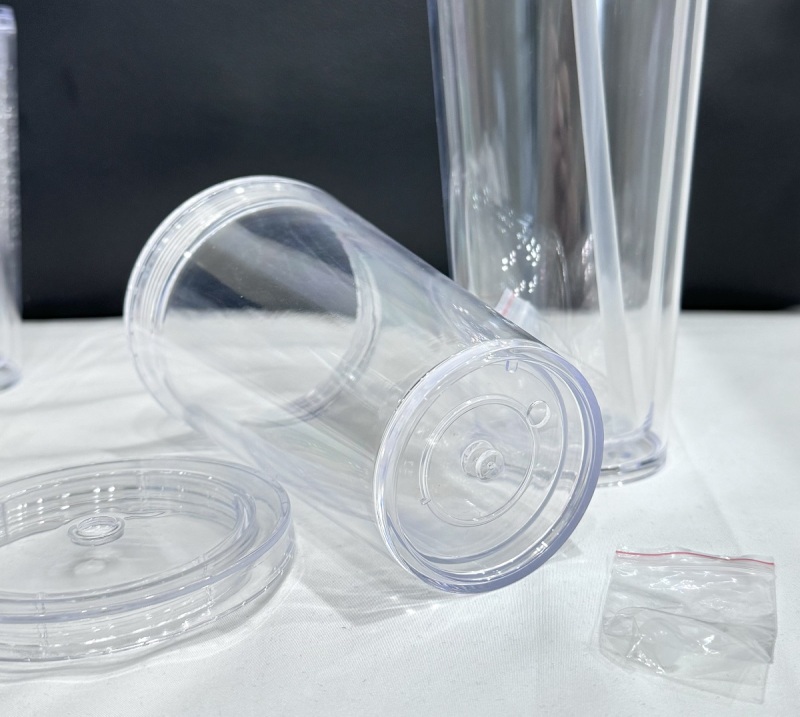 China RTS 16oz/24oz Double Walled Snowglobe Acryli Plastic Cups Free Shipping (pre-drilled and with plugs) (40PCS)