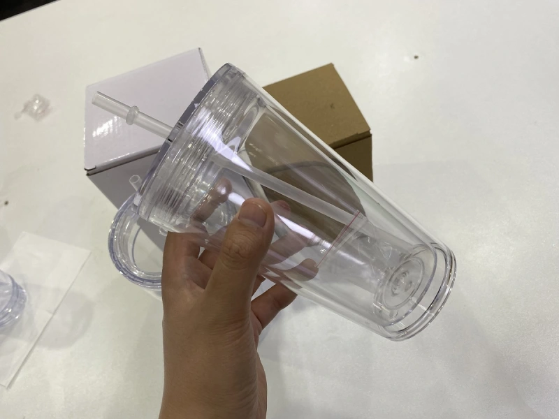 China RTS 16oz & 24oz Double Walled Snowglobe Acrylic Plastic Cups Free Shipping (with hole and plugs) (40PCS)